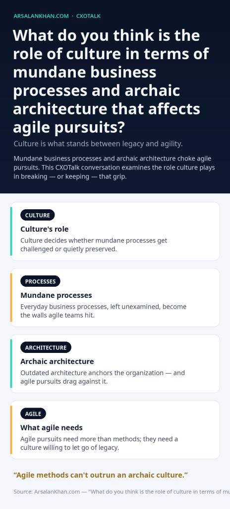 Infographic: What do you think is the role of culture in terms of mundane business processes and archaic architecture that affects agile pursuits?