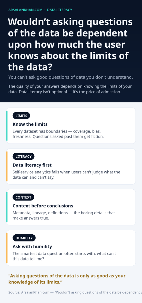 Infographic: Wouldn't asking questions of the data be dependent upon how much the user knows about the limits of the data?