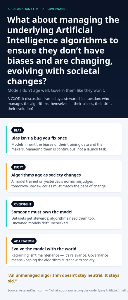 Infographic: What about managing the underlying Artificial Intelligence algorithms to ensure they don't have biases and are changing, evolving with societal changes?