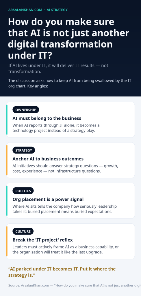 Infographic: How do you make sure that AI is not just another digital transformation under IT?