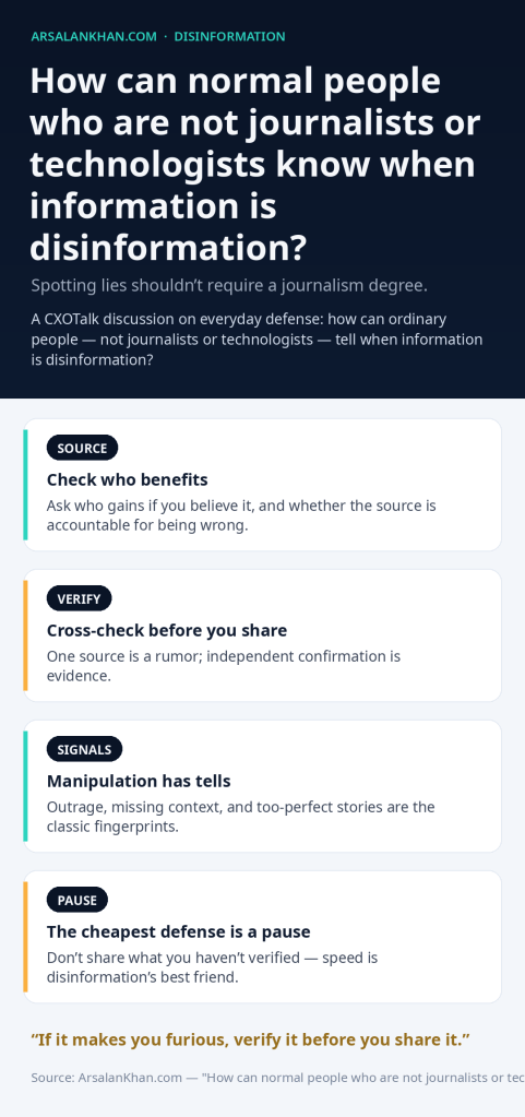 Infographic: How can normal people who are not journalists or technologists know when information is disinformation?