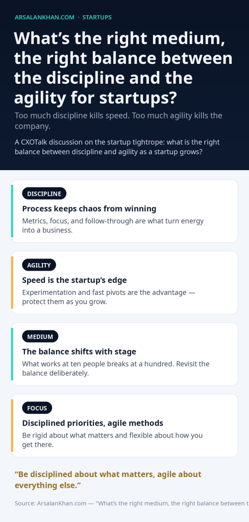 Infographic: What's the right medium, the right balance between the discipline and the agility for startups?