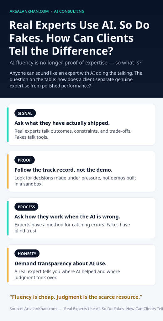 Infographic: Real Experts Use AI. So Do Fakes. How Can Clients Tell the Difference?