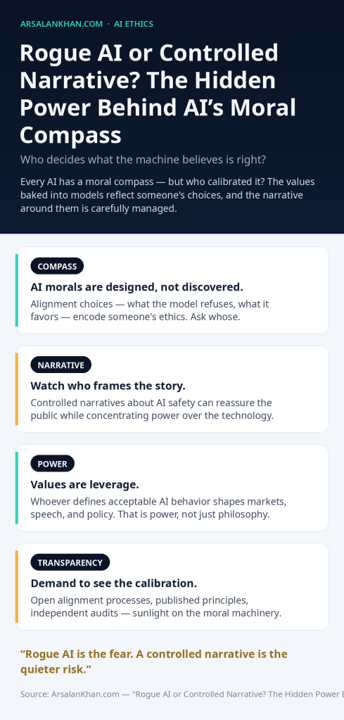 Infographic: Rogue AI or Controlled Narrative? The Hidden Power Behind AI's Moral Compass